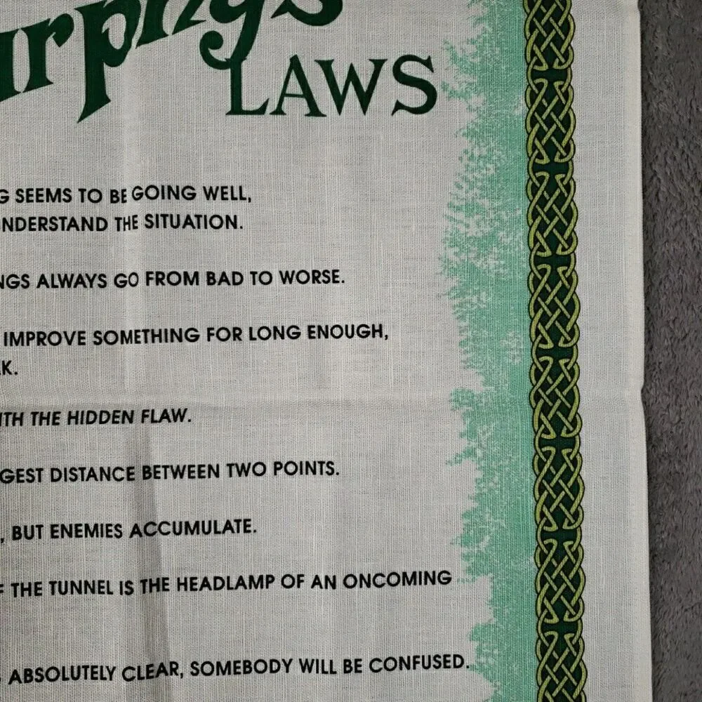 Fingal Murphy's Law & An Irish Blessing Tea Towel Clovers Mushrooms Ireland